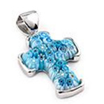 Blue Millefiori Cross Set in sterling silver