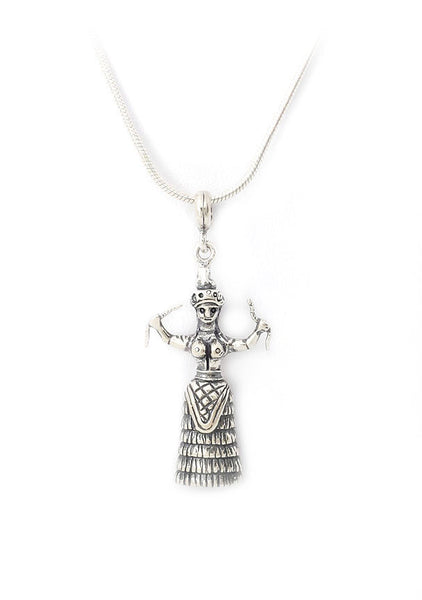 Minoan snake goddess in sterling silver.