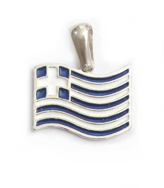 Greek flag pendant in sterling silver.