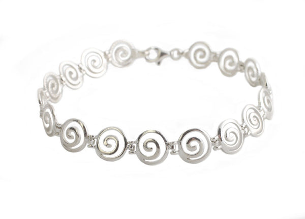 Greek round key bracelet in sterling silver.