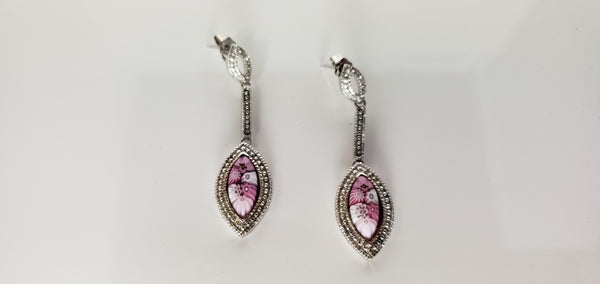 Pink glass millefiori earrings