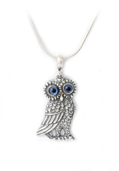 Owl pendant in sterling silver.